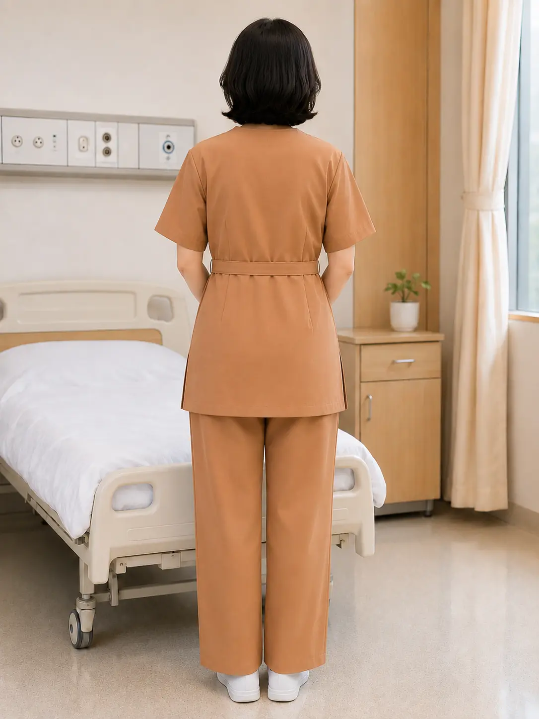 오커색 검진복 뒷면