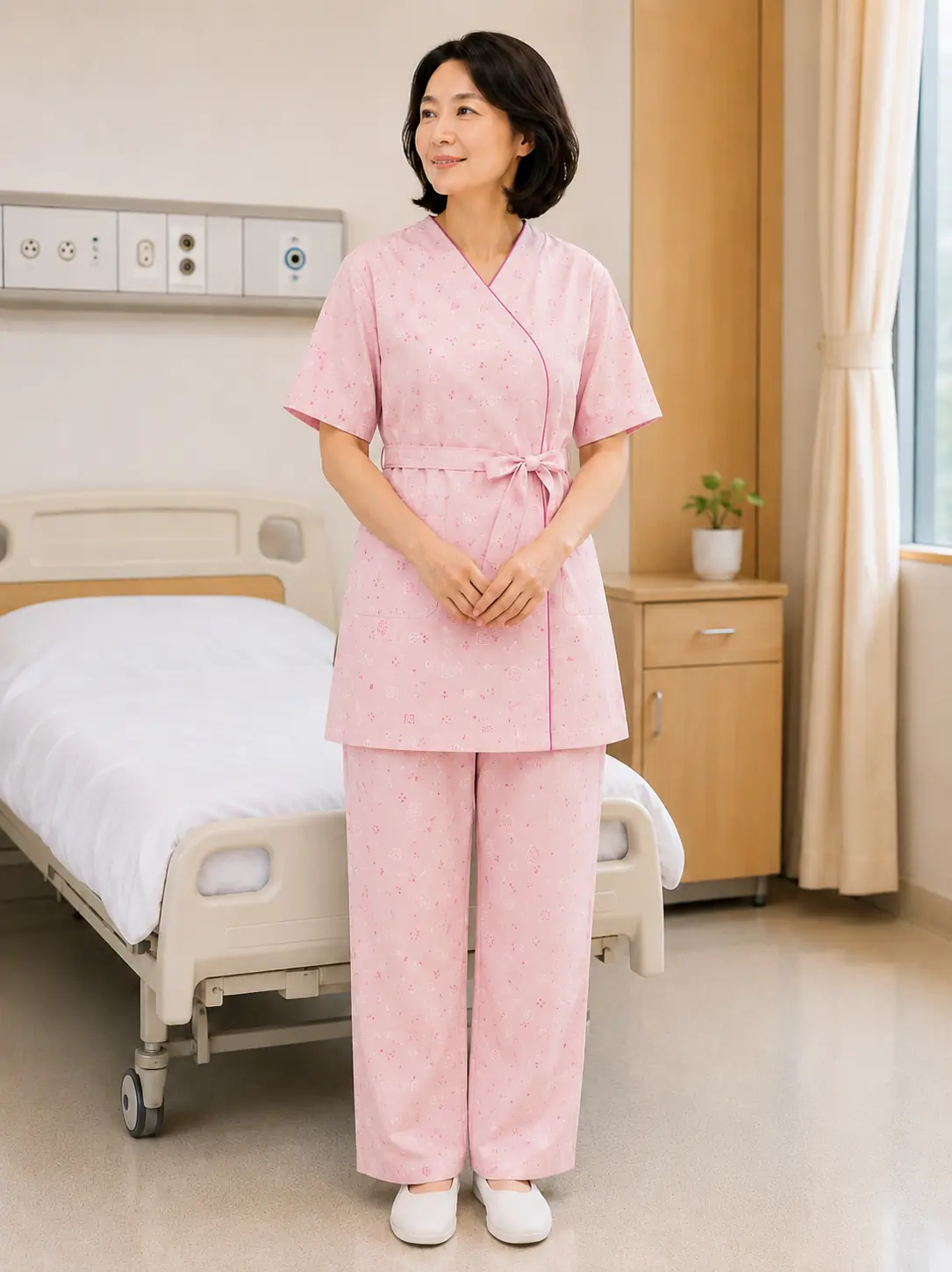 분홍색 검진복 앞면
