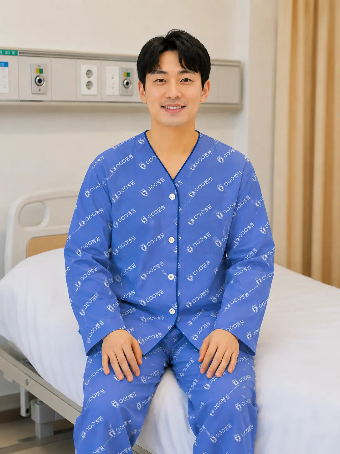 파란색 환자복 앞면