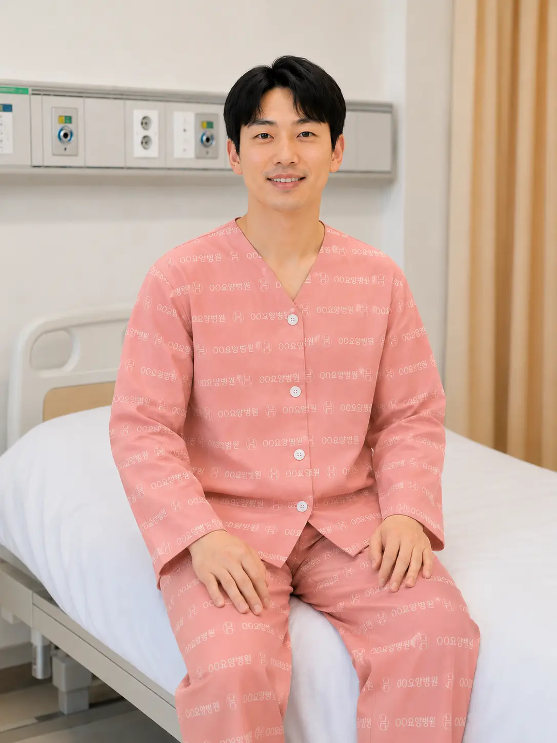 포근한 무늬 환자복 앞면